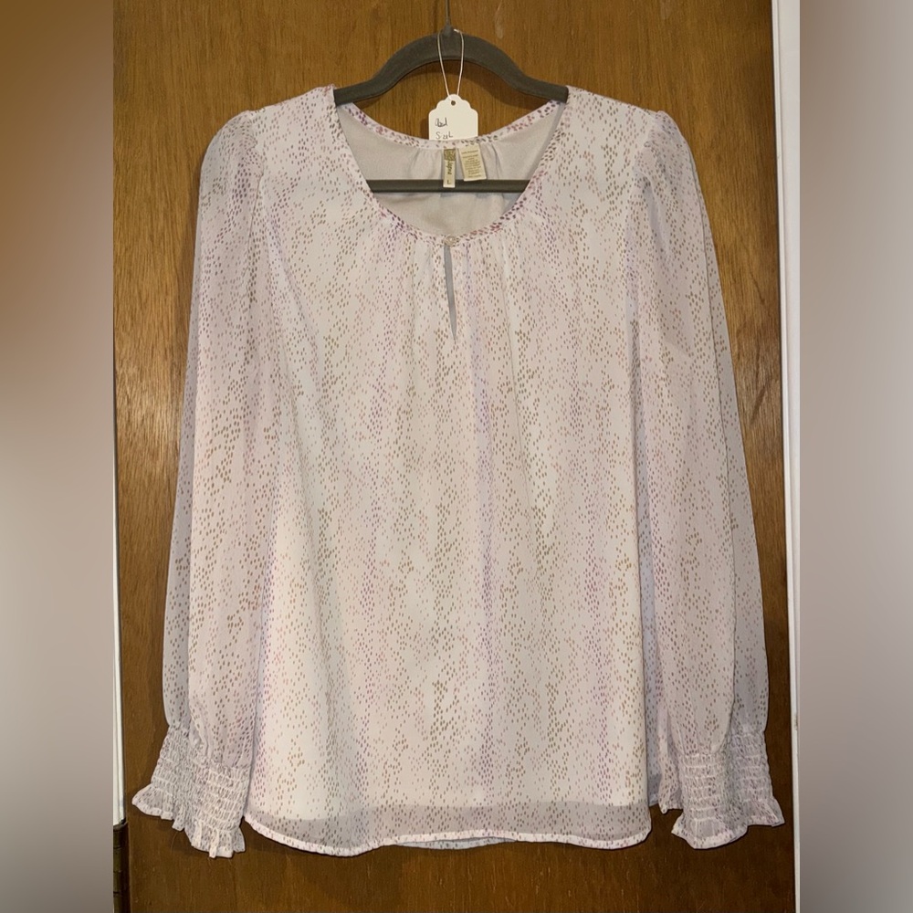 Japna Soft Pink Patterned Blouse, Size L